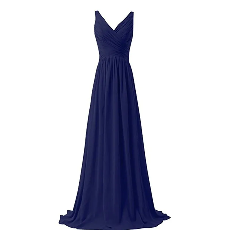 sd-hk Sleeveless Long Bridesmaid Dress V Neck Prom Gowns For Women