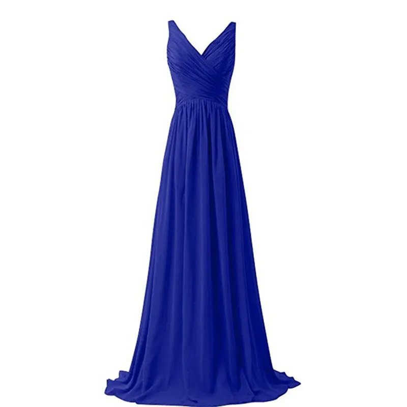 sd-hk Sleeveless Long Bridesmaid Dress V Neck Prom Gowns For Women