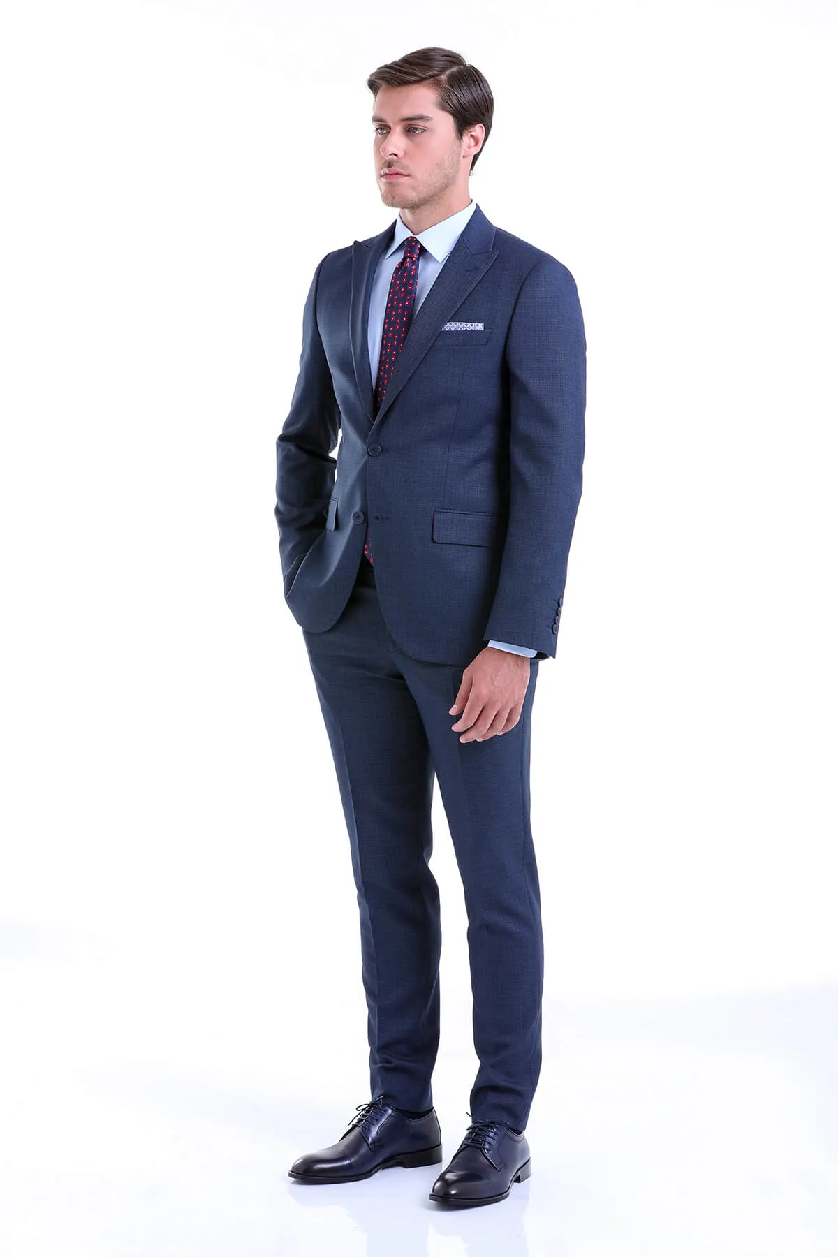 Slim Fit Navy Peak Lapel Classic Suit