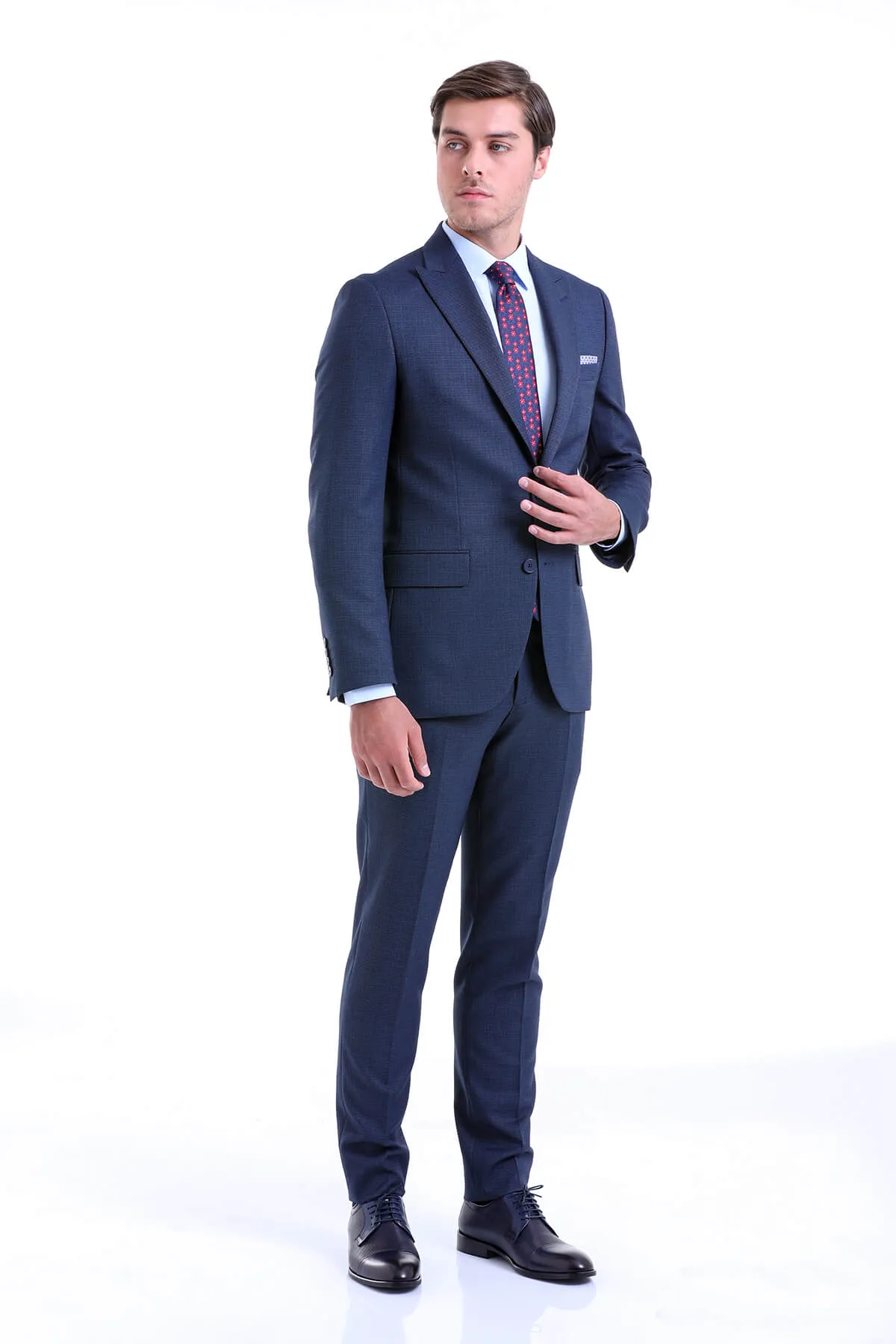 Slim Fit Navy Peak Lapel Classic Suit