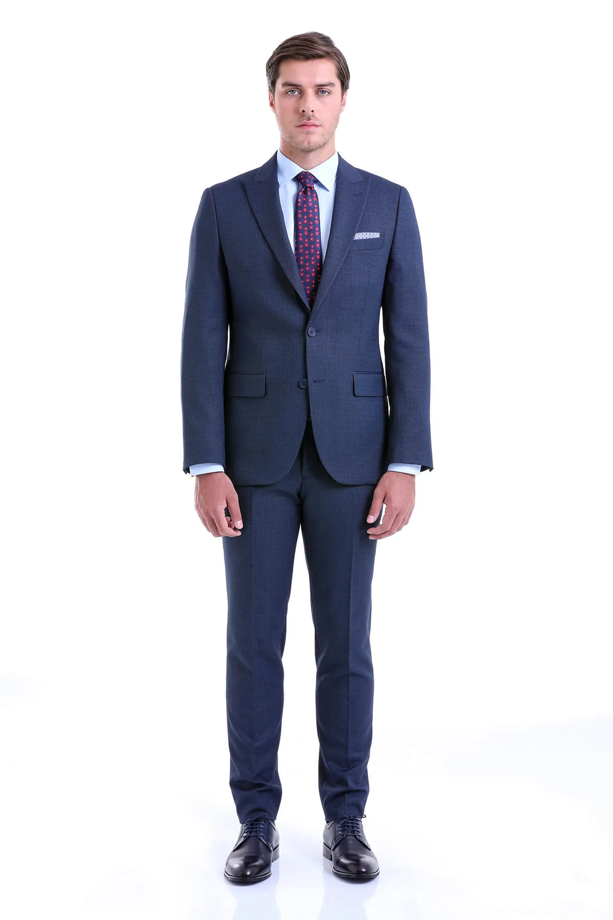 Slim Fit Navy Peak Lapel Classic Suit