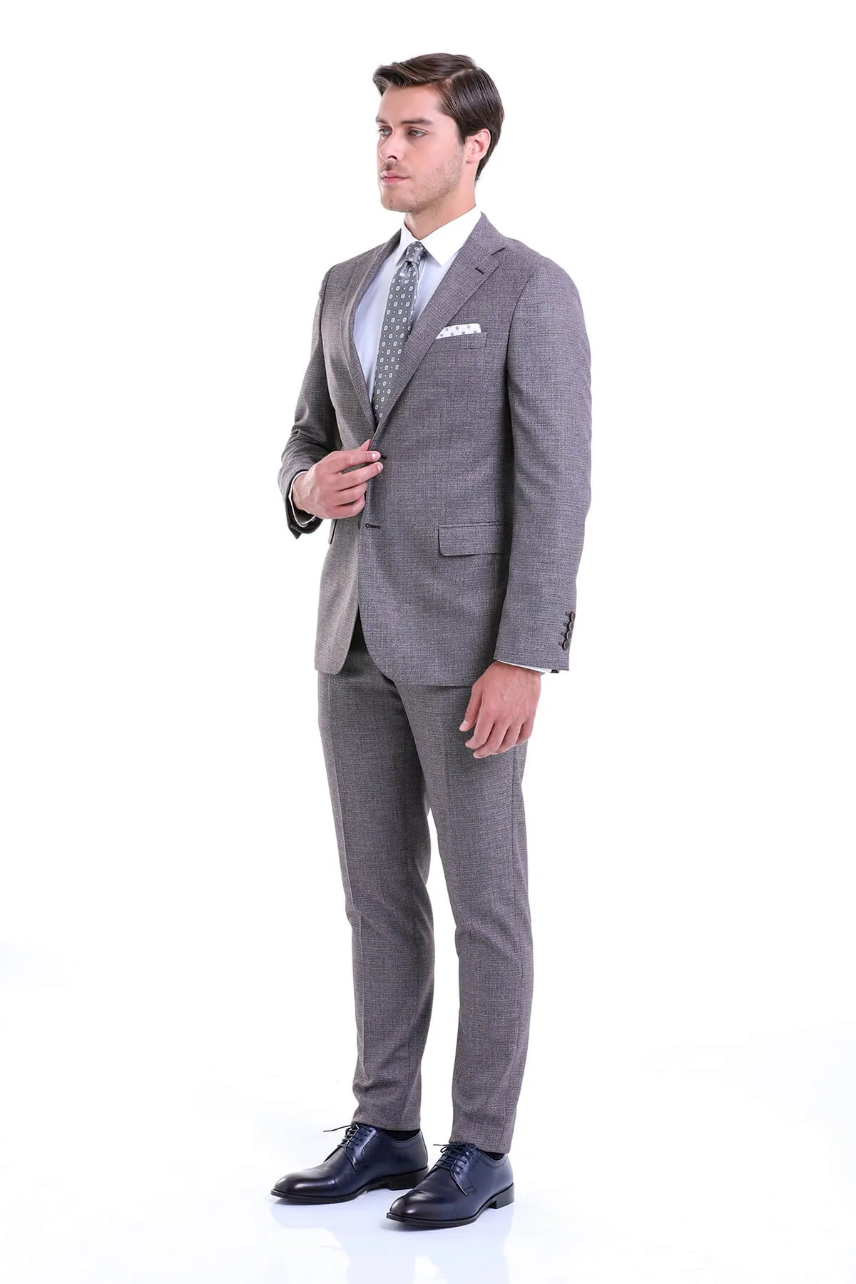 Slim Fit Notch Lapel Burgundy Classic Suit