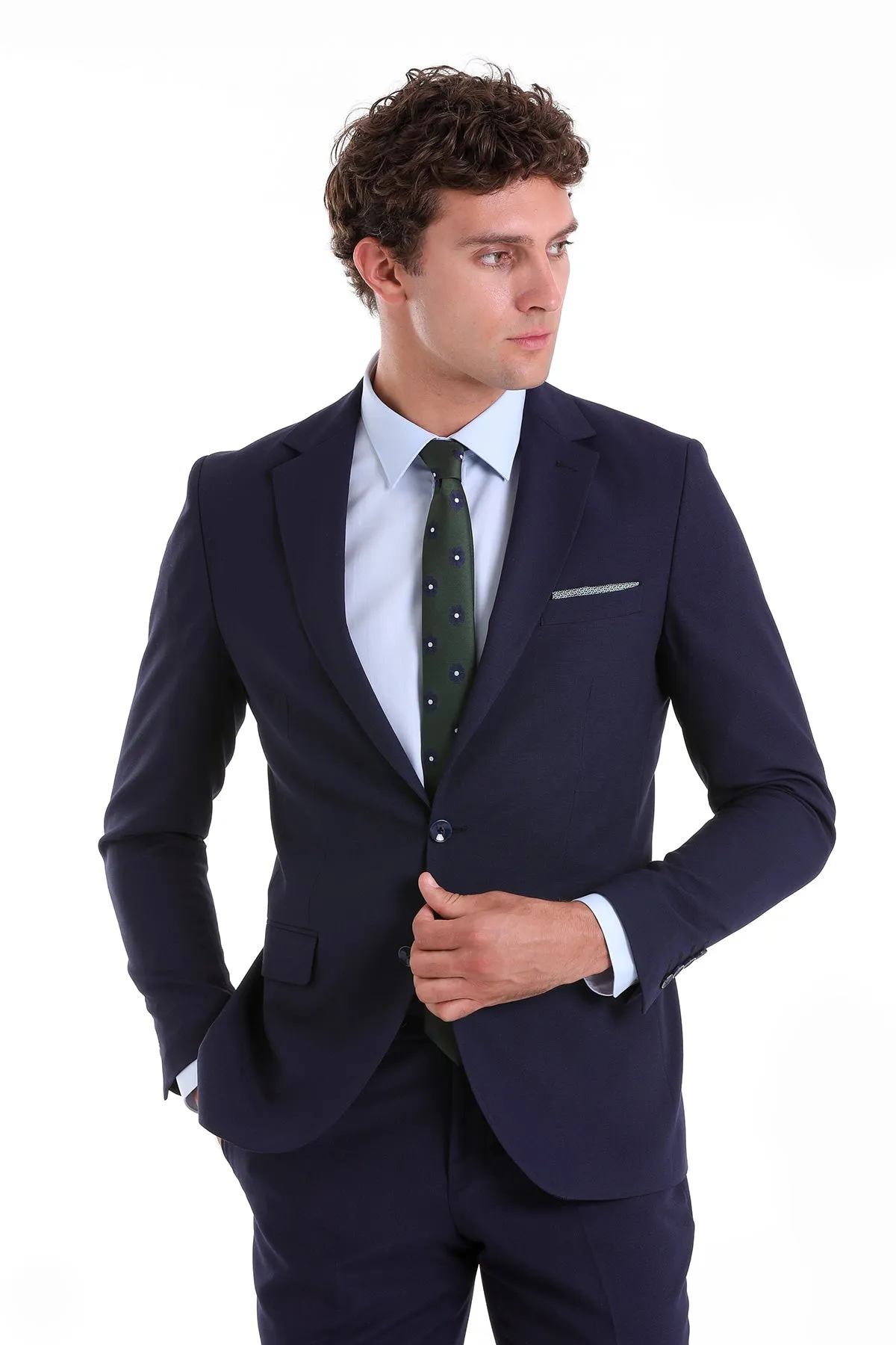 Slim Fit Notch Lapel Navy Classic Suit