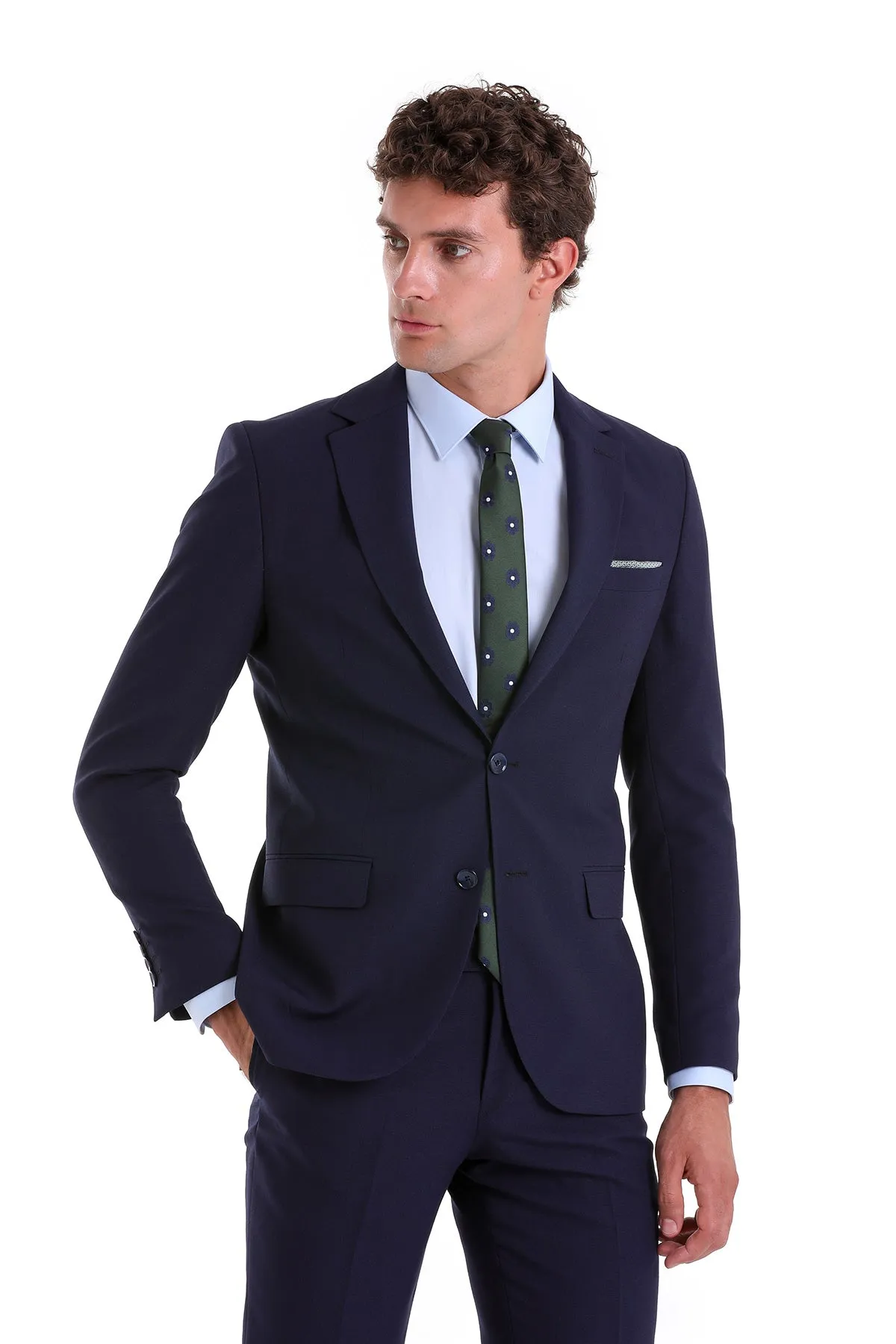 Slim Fit Notch Lapel Navy Classic Suit