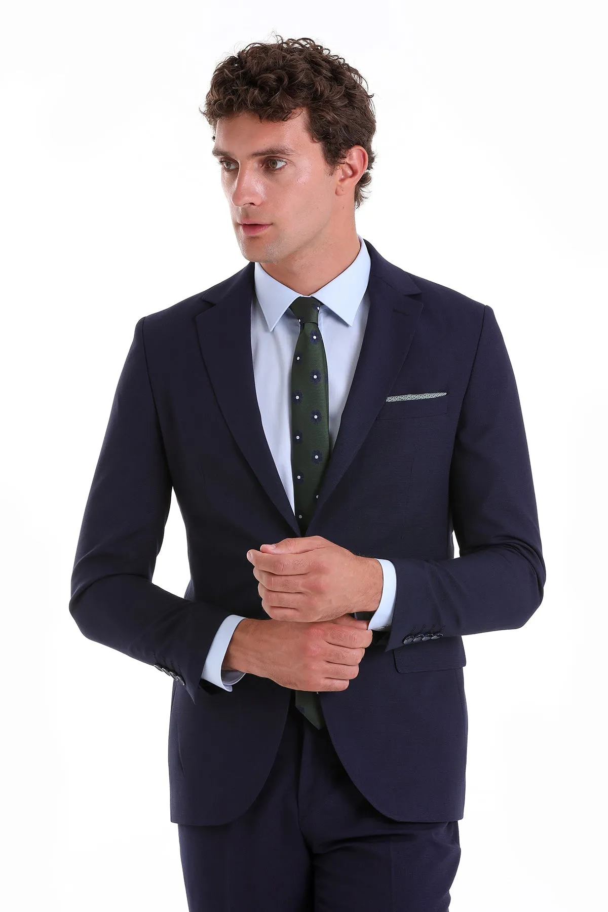 Slim Fit Notch Lapel Navy Classic Suit