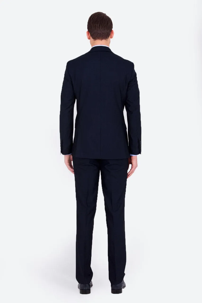 Slim Fit Notch Lapel Plain Navy Classic Suit