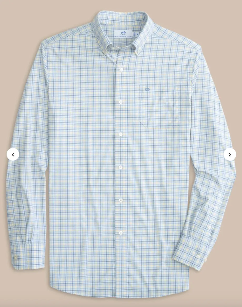 Southern Tide Intercoastal Plaid LS Shirt Blue