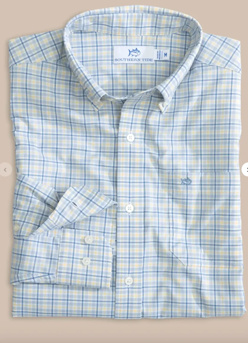 Southern Tide Intercoastal Plaid LS Shirt Blue