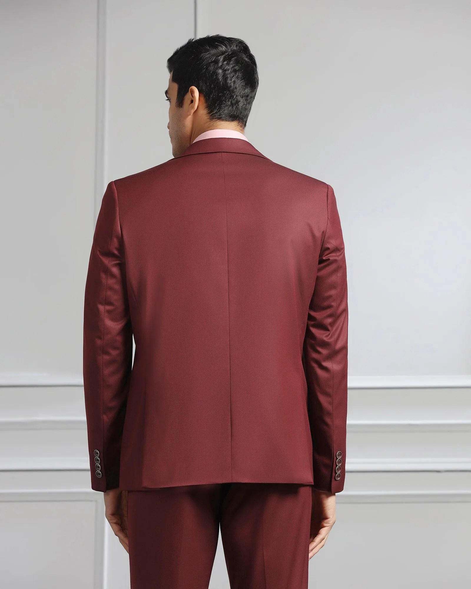 Two Piece Wine Solid Formal Suit - Coach