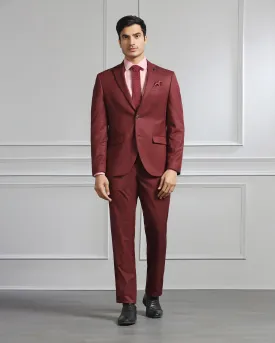 Two Piece Wine Solid Formal Suit - Coach