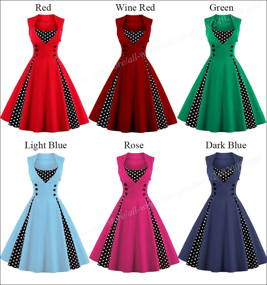 VenusFox Retro Vintage Dress 50s Swing Pin Up Dresses