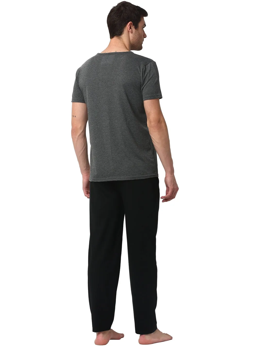 Vimal Jonney Grey Black Night Suit For Men's