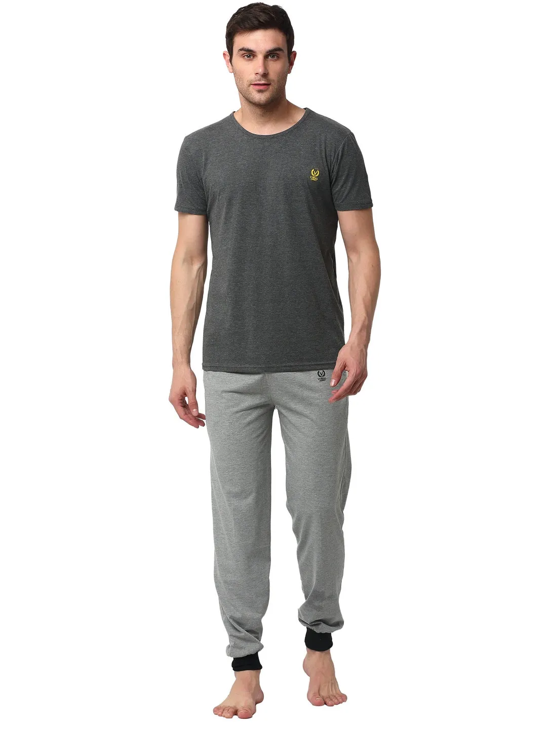 Vimal Jonney Grey Silver Night Suit For Men's