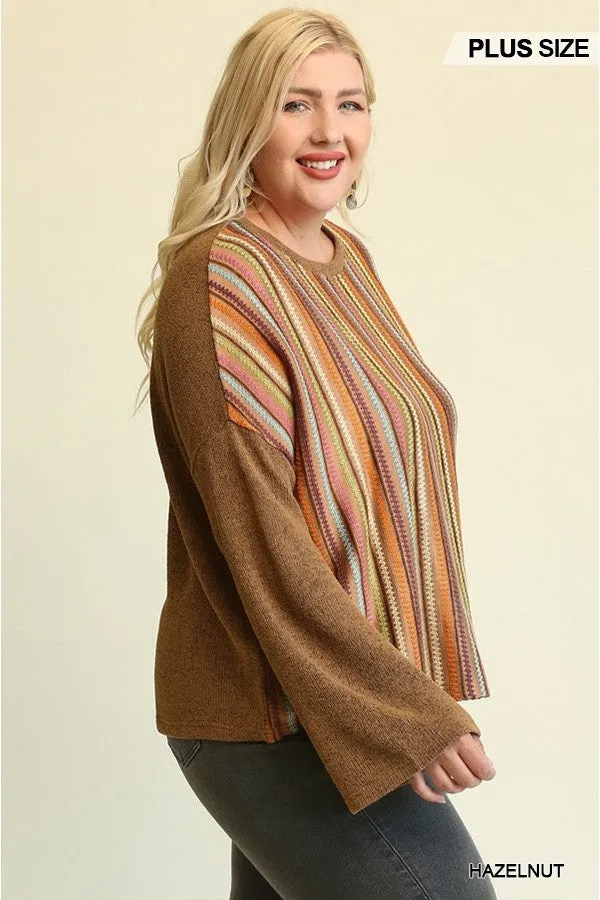 Vivid Stripes Knit Loose Top Voluptuous ( ) Plus Size- 3 colors - Ships from The US