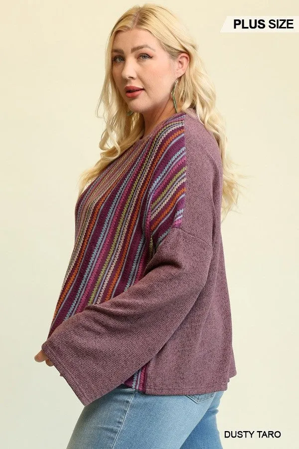 Vivid Stripes Knit Loose Top Voluptuous ( ) Plus Size- 3 colors - Ships from The US