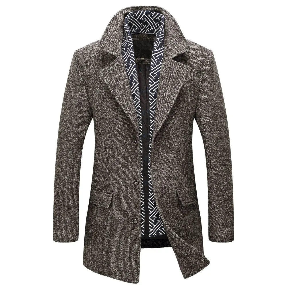 West Louis™ Men Long Wool & Blends Winter Coat