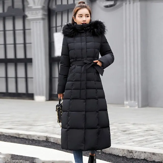 Women Winter Jacket Cotton Padded Warm Thicken Long Coat