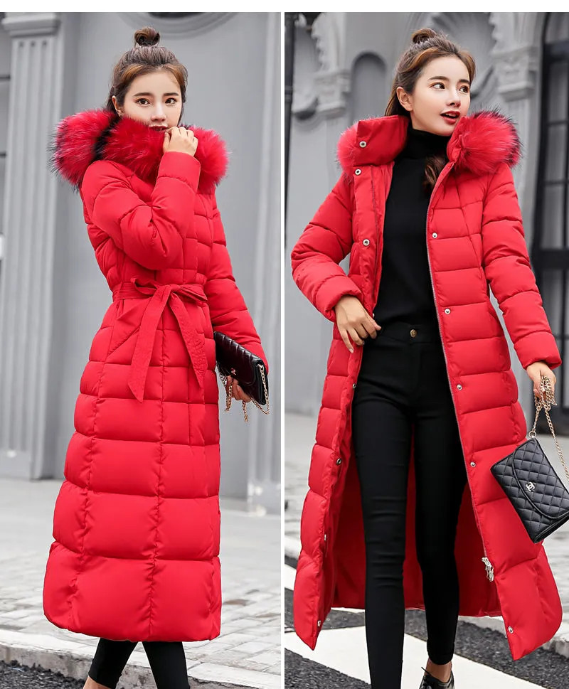 Women Winter Jacket Cotton Padded Warm Thicken Long Coat