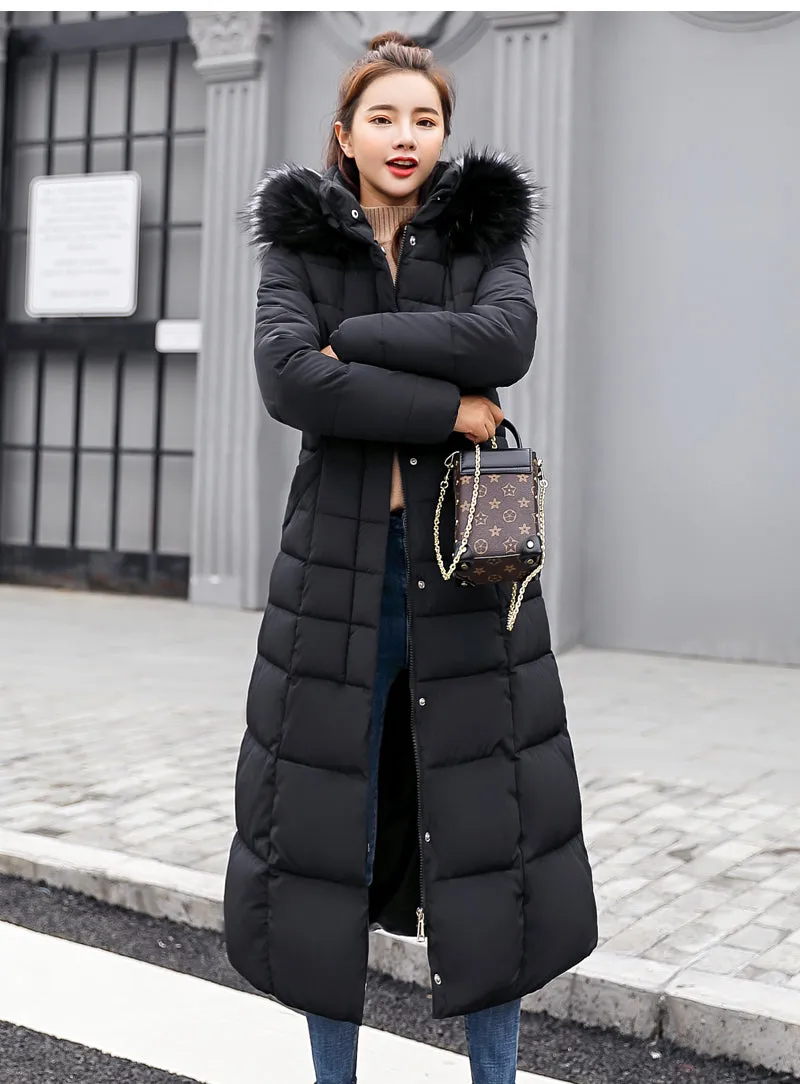 Women Winter Jacket Cotton Padded Warm Thicken Long Coat