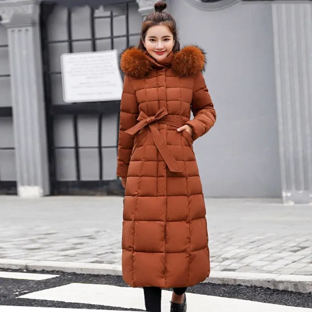 Women Winter Jacket Cotton Padded Warm Thicken Long Coat