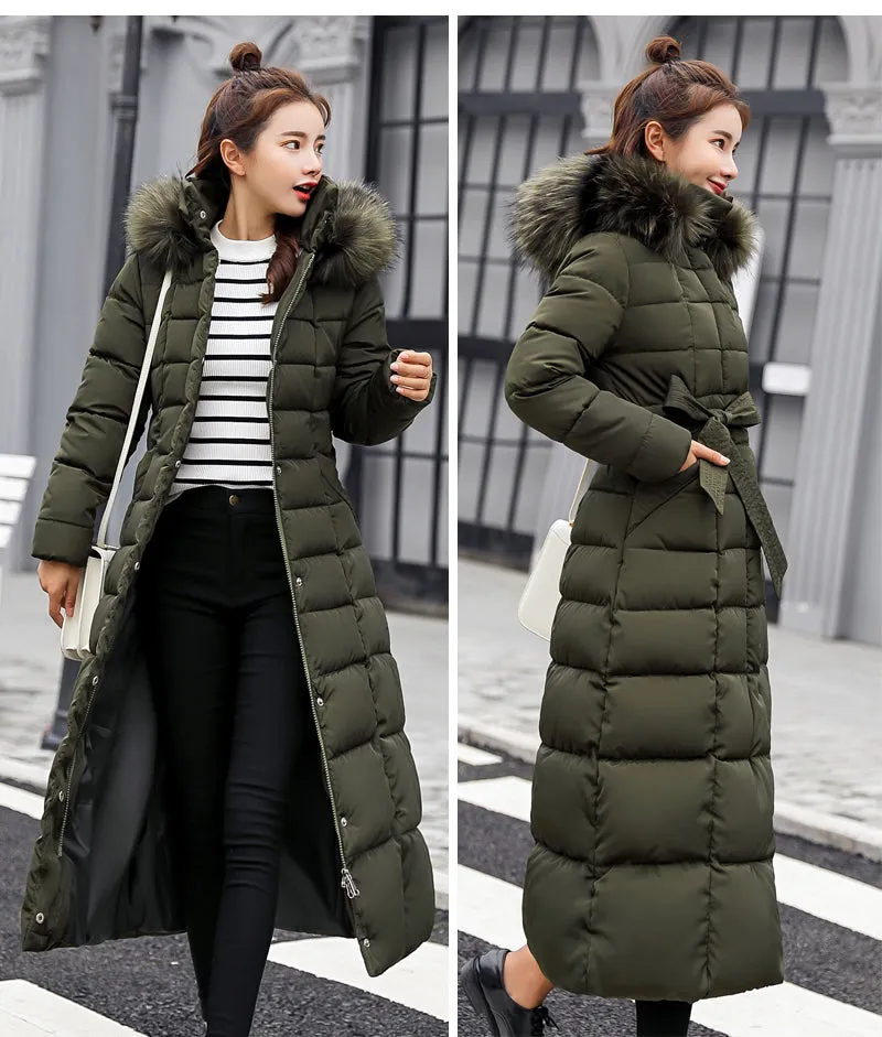 Women Winter Jacket Cotton Padded Warm Thicken Long Coat