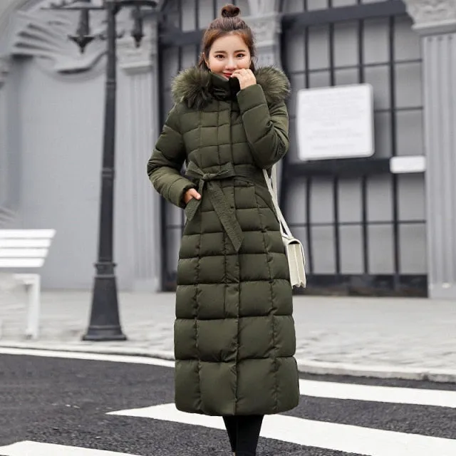 Women Winter Jacket Cotton Padded Warm Thicken Long Coat