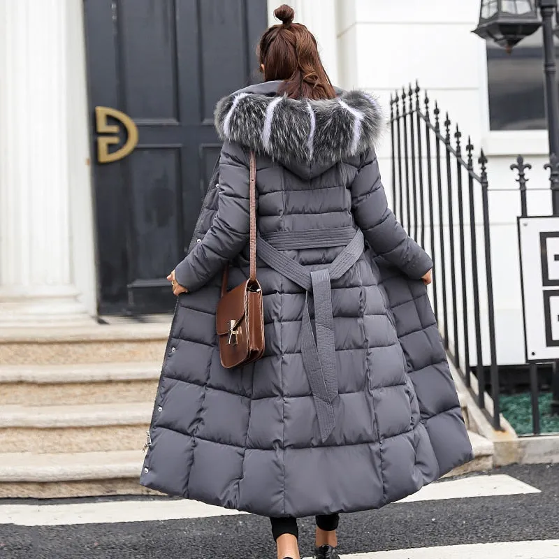 Women Winter Jacket Cotton Padded Warm Thicken Long Coat