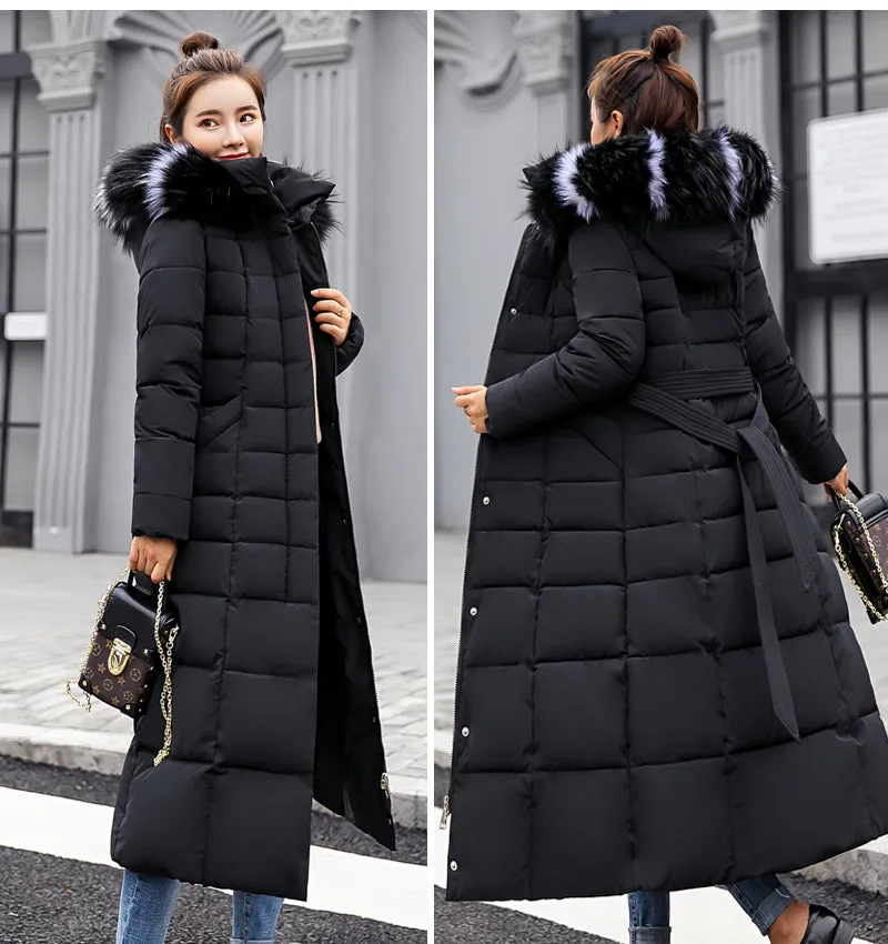 Women Winter Jacket Cotton Padded Warm Thicken Long Coat