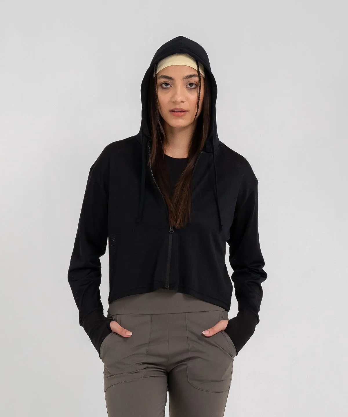 Women's B-Fit Mesh Cropped Hoodie