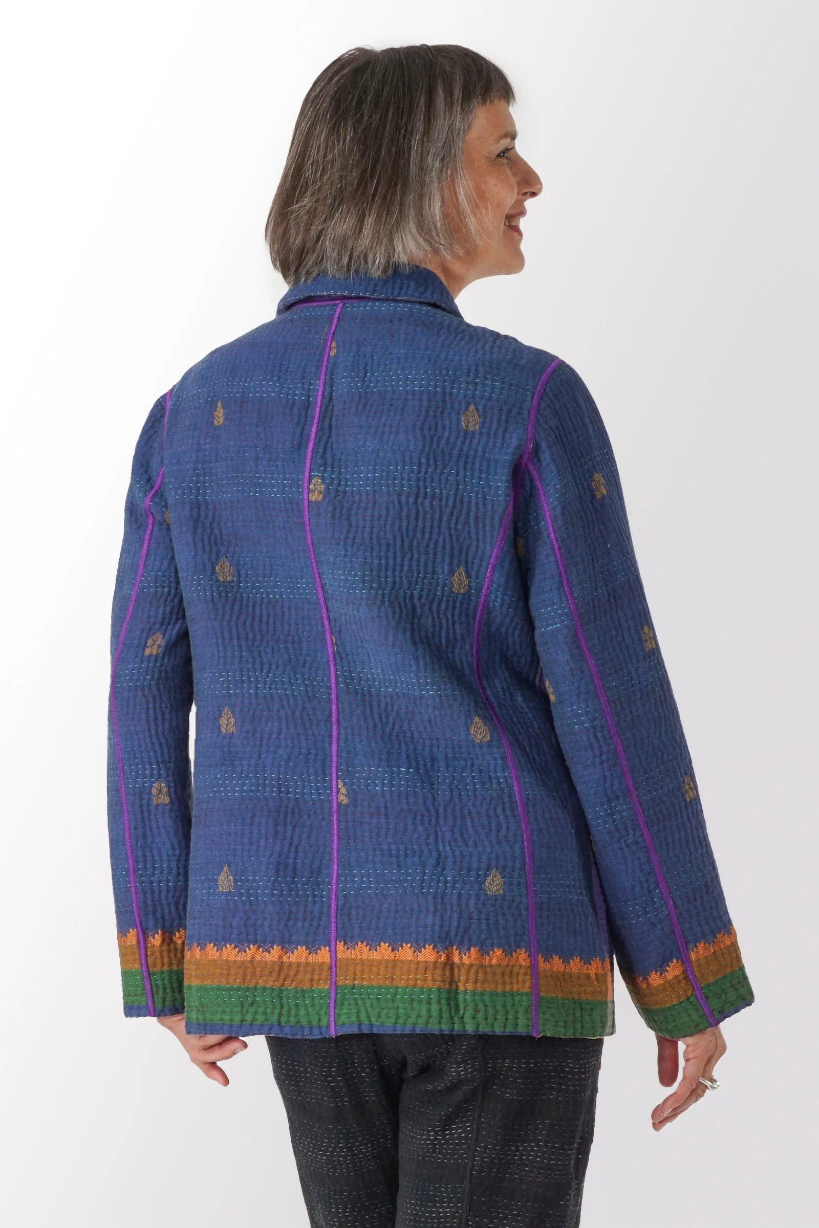 WOVEN VINTAGE COTTON KANTHA BASIC JACKET - fw4052-0001m -