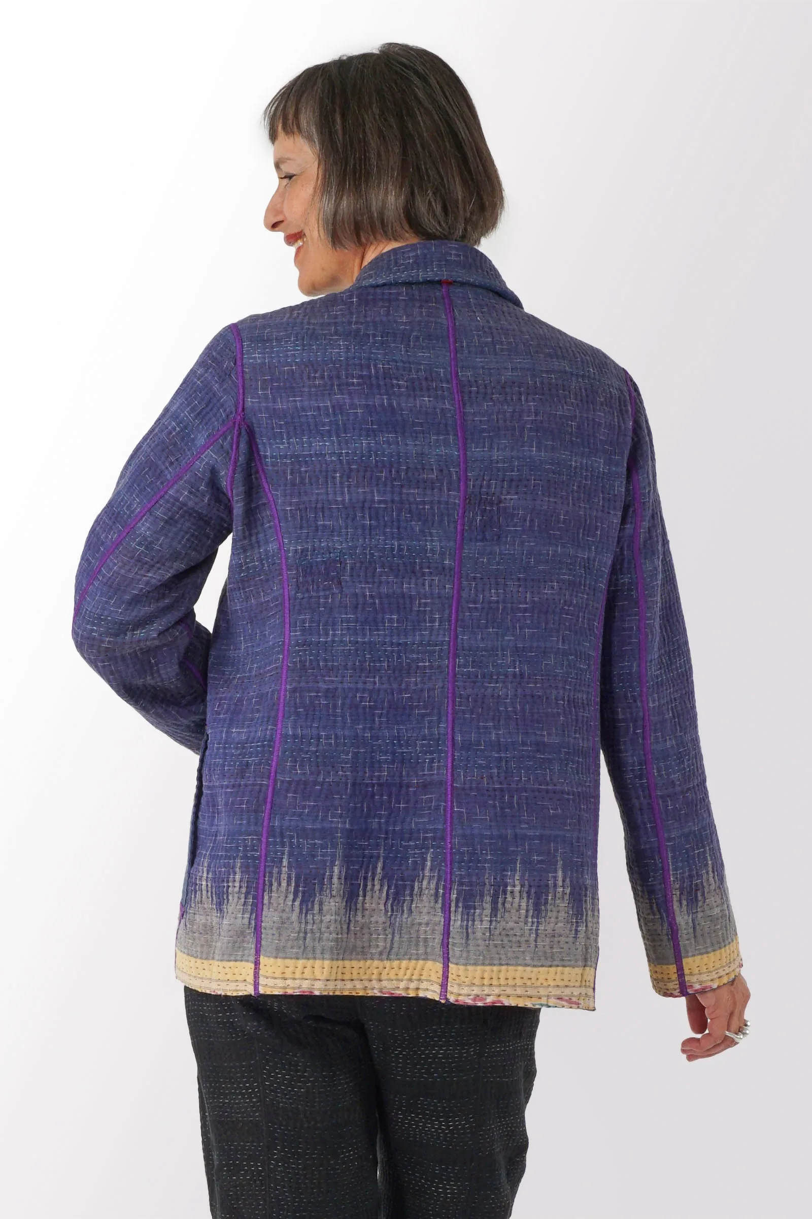 WOVEN VINTAGE COTTON KANTHA BASIC JACKET - fw4052-0001m -